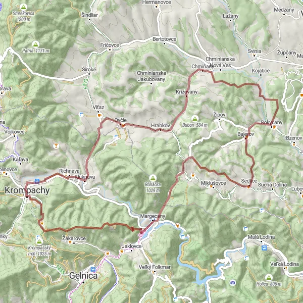 Map miniature of "Discover the Gravel Wonders" cycling inspiration in Východné Slovensko, Slovakia. Generated by Tarmacs.app cycling route planner