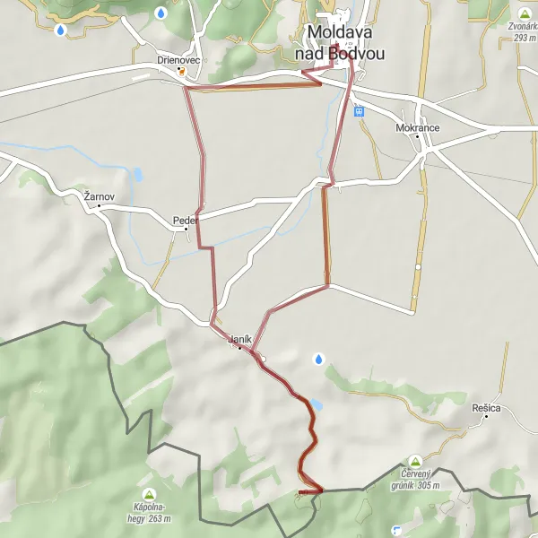 Mapa miniatúra "Janík - Moldava nad Bodvou trasa" cyklistická inšpirácia v Východné Slovensko, Slovakia. Vygenerované cyklistickým plánovačom trás Tarmacs.app