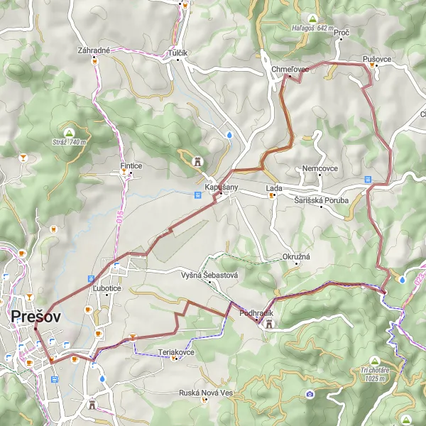 Map miniature of "Gravel Adventure in the Countryside" cycling inspiration in Východné Slovensko, Slovakia. Generated by Tarmacs.app cycling route planner