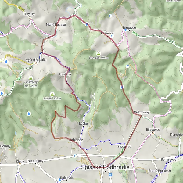 Mapa miniatúra "Zámky a hradné hory" cyklistická inšpirácia v Východné Slovensko, Slovakia. Vygenerované cyklistickým plánovačom trás Tarmacs.app