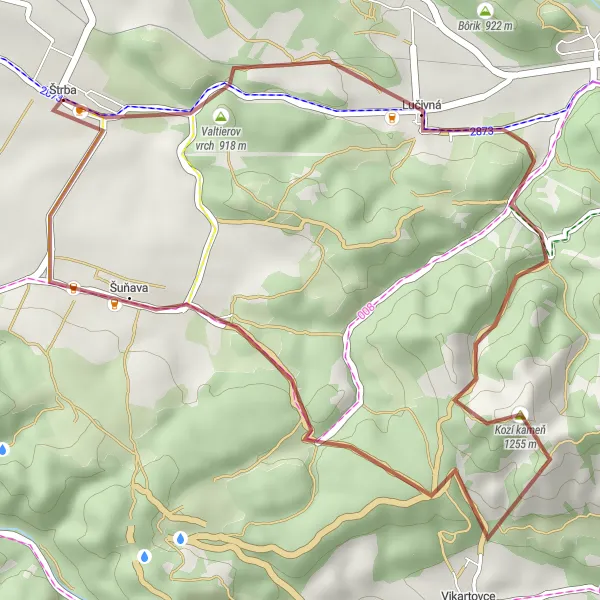 Mapa miniatúra "Relaxačný výlet v prírode" cyklistická inšpirácia v Východné Slovensko, Slovakia. Vygenerované cyklistickým plánovačom trás Tarmacs.app