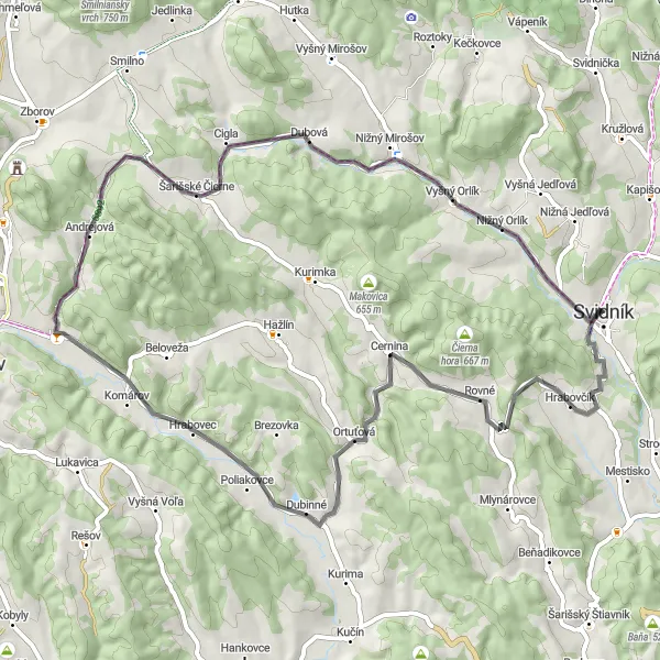 Mapa miniatúra "Okruh cez Slovenský kras" cyklistická inšpirácia v Východné Slovensko, Slovakia. Vygenerované cyklistickým plánovačom trás Tarmacs.app