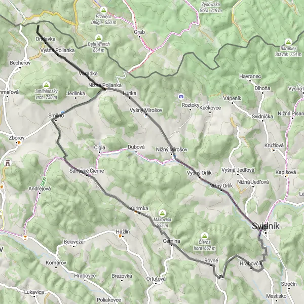 Map miniature of "Explore Natural Beauty - Východné Slovensko Road Route" cycling inspiration in Východné Slovensko, Slovakia. Generated by Tarmacs.app cycling route planner