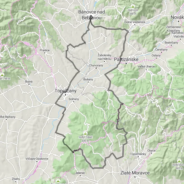 Mapa miniatúra "Cyklotrasa cez Bielu a Borčany" cyklistická inšpirácia v Západné Slovensko, Slovakia. Vygenerované cyklistickým plánovačom trás Tarmacs.app