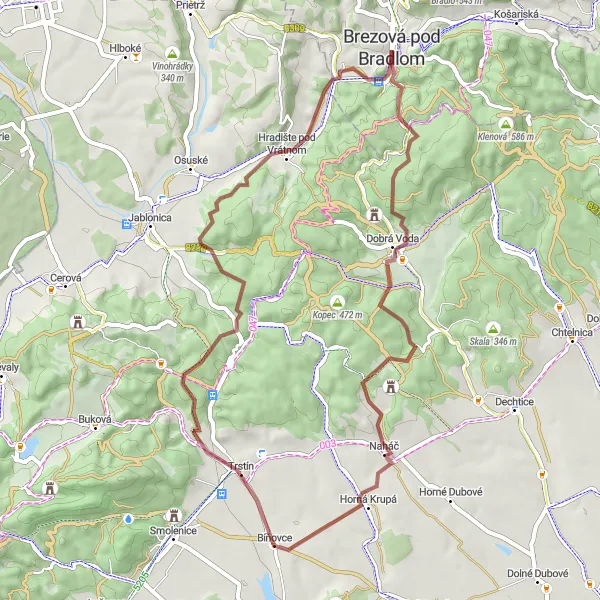 Mapa miniatúra "Gravelový okruh cez Lípie a Bučavku" cyklistická inšpirácia v Západné Slovensko, Slovakia. Vygenerované cyklistickým plánovačom trás Tarmacs.app