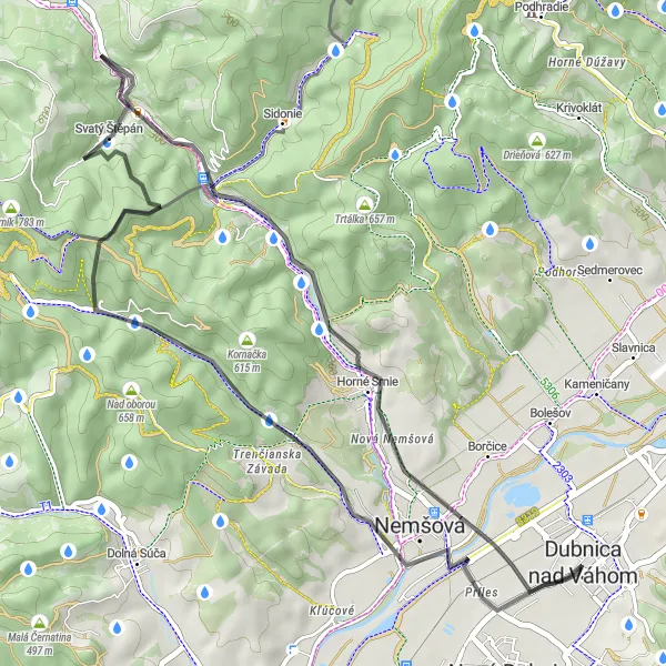 Miniatura mapy "Trasa w okolicach Dubnicy nad Váhom" - trasy rowerowej w Západné Slovensko, Slovakia. Wygenerowane przez planer tras rowerowych Tarmacs.app