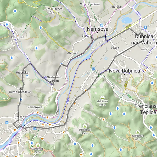 Map miniature of "Road Delights" cycling inspiration in Západné Slovensko, Slovakia. Generated by Tarmacs.app cycling route planner