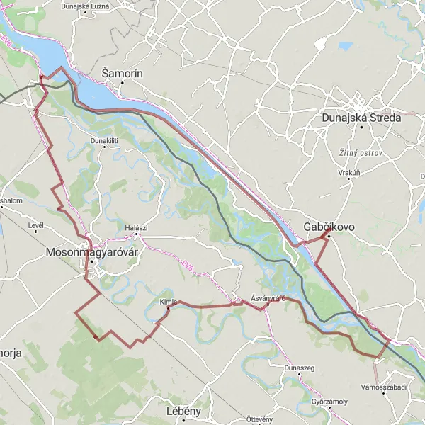 Miniaturní mapa "Trasa do Medveďova" inspirace pro cyklisty v oblasti Západné Slovensko, Slovakia. Vytvořeno pomocí plánovače tras Tarmacs.app