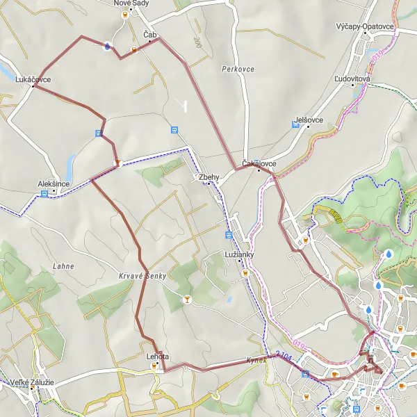 Map miniature of "Gravel Adventure: Kynek and Lukáčovce Loop" cycling inspiration in Západné Slovensko, Slovakia. Generated by Tarmacs.app cycling route planner