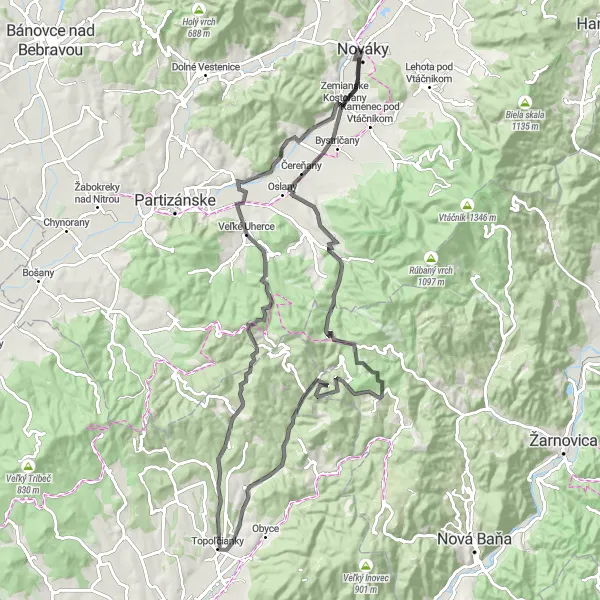Map miniature of "Vrátna Valley Explorer" cycling inspiration in Západné Slovensko, Slovakia. Generated by Tarmacs.app cycling route planner