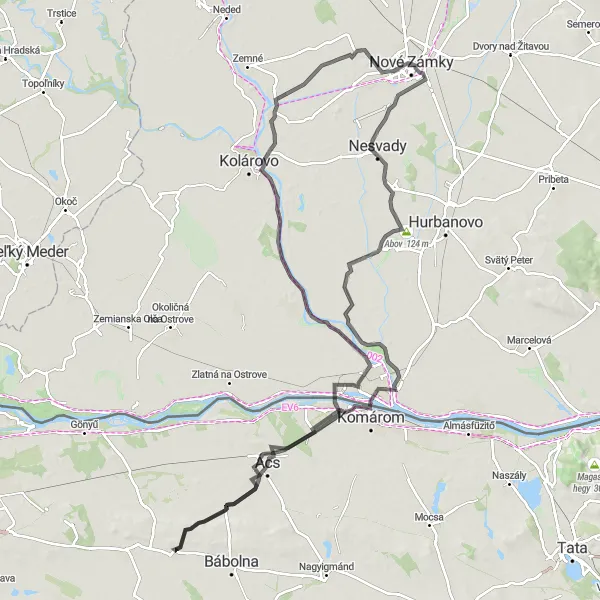 Mapa miniatúra "Cyklotrasa cez Imeľ a Kalváriu" cyklistická inšpirácia v Západné Slovensko, Slovakia. Vygenerované cyklistickým plánovačom trás Tarmacs.app