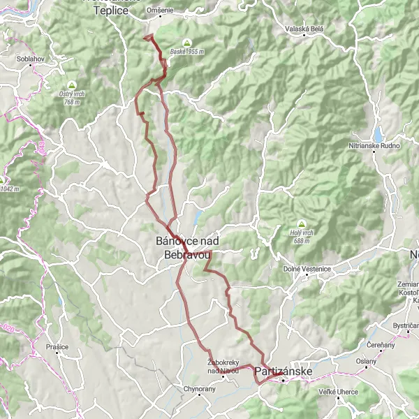 Miniatura mapy "Trasa gravelowa przez przyrodnicze atrakcje" - trasy rowerowej w Západné Slovensko, Slovakia. Wygenerowane przez planer tras rowerowych Tarmacs.app