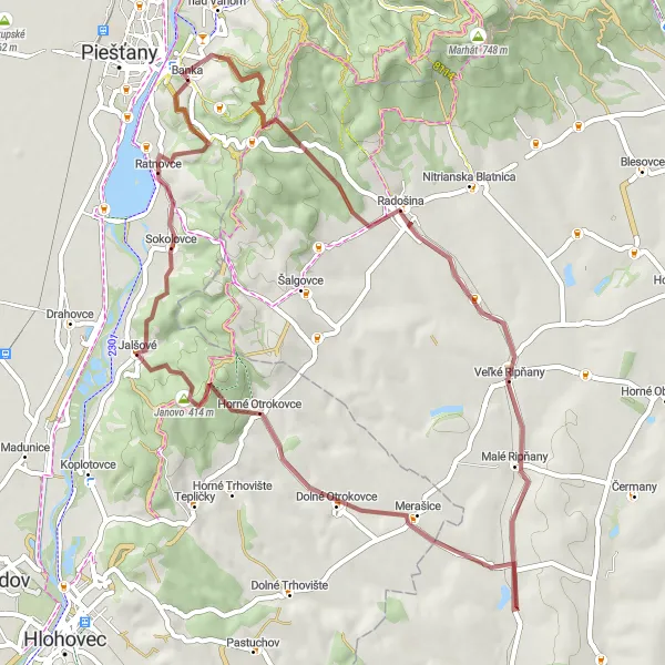 Map miniature of "The Great Gravel Adventure" cycling inspiration in Západné Slovensko, Slovakia. Generated by Tarmacs.app cycling route planner