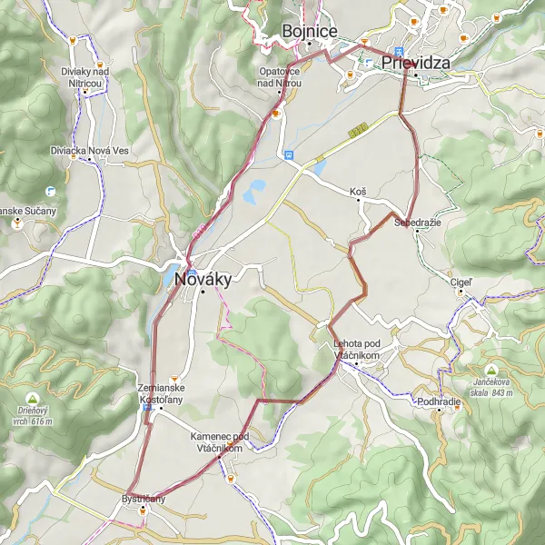 Map miniature of "Zemianske Kostoľany Loop" cycling inspiration in Západné Slovensko, Slovakia. Generated by Tarmacs.app cycling route planner