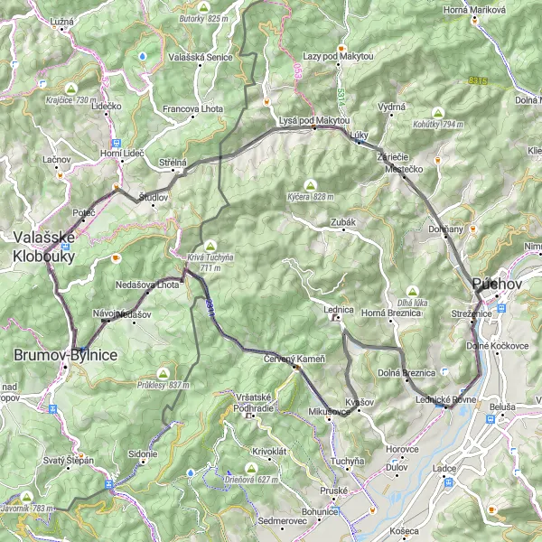 Miniaturní mapa "Okruh po cestách cez Benkovec" inspirace pro cyklisty v oblasti Západné Slovensko, Slovakia. Vytvořeno pomocí plánovače tras Tarmacs.app