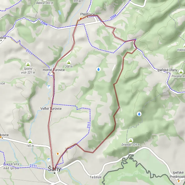 Miniatura mapy "Trasa Szahy - Veľké Turovce - Šípka - Studený vrch - Szahy" - trasy rowerowej w Západné Slovensko, Slovakia. Wygenerowane przez planer tras rowerowych Tarmacs.app