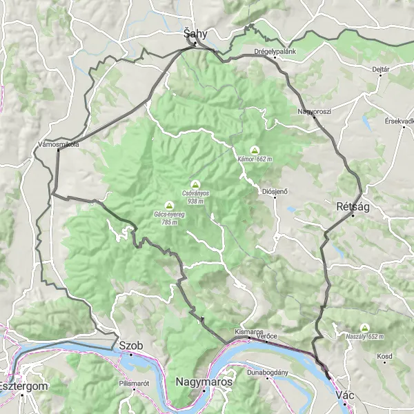 Map miniature of "Tokaj Wine Country" cycling inspiration in Západné Slovensko, Slovakia. Generated by Tarmacs.app cycling route planner