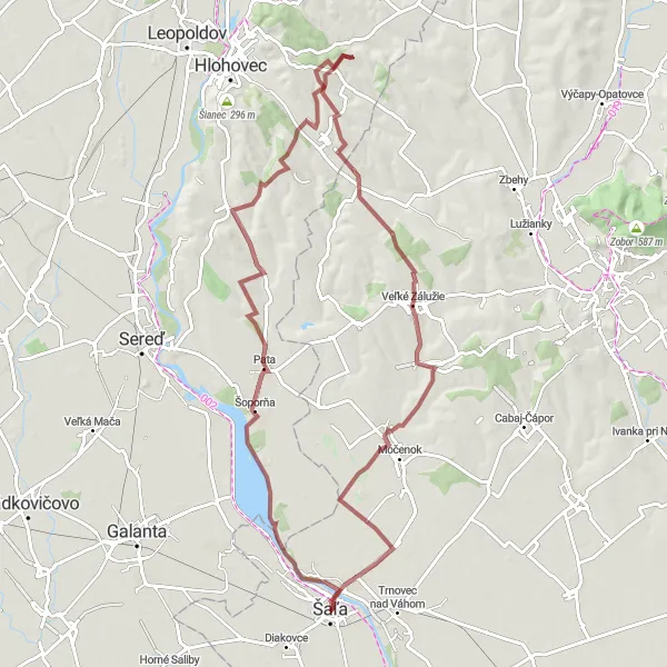 Map miniature of "The Ultimate Epic Gravel Tour" cycling inspiration in Západné Slovensko, Slovakia. Generated by Tarmacs.app cycling route planner