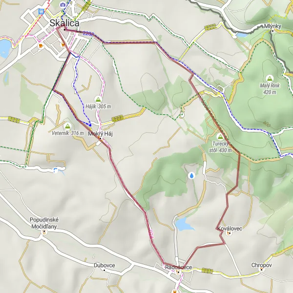 Mapa miniatúra "Trasa cez Turecký stôl" cyklistická inšpirácia v Západné Slovensko, Slovakia. Vygenerované cyklistickým plánovačom trás Tarmacs.app