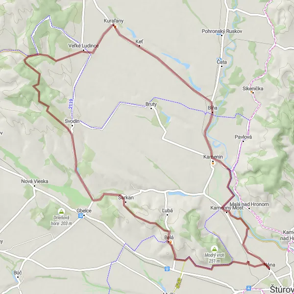 Map miniature of "Countryside Gravel Route" cycling inspiration in Západné Slovensko, Slovakia. Generated by Tarmacs.app cycling route planner