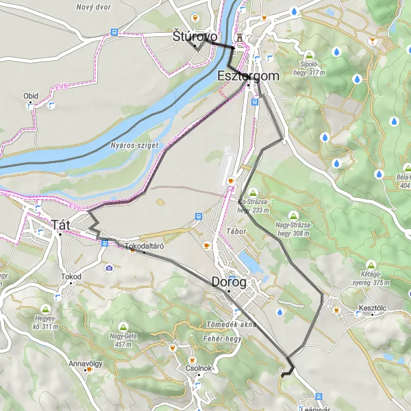 Miniatura mapy "Szlak rowerowy Esztergom - Štúrovo" - trasy rowerowej w Západné Slovensko, Slovakia. Wygenerowane przez planer tras rowerowych Tarmacs.app