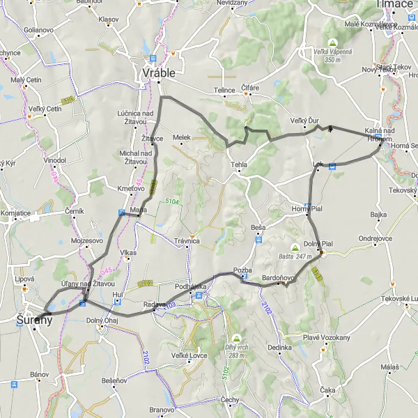 Miniatura mapy "Trasa z Úľany nad Žitavou do Podhájska" - trasy rowerowej w Západné Slovensko, Slovakia. Wygenerowane przez planer tras rowerowych Tarmacs.app