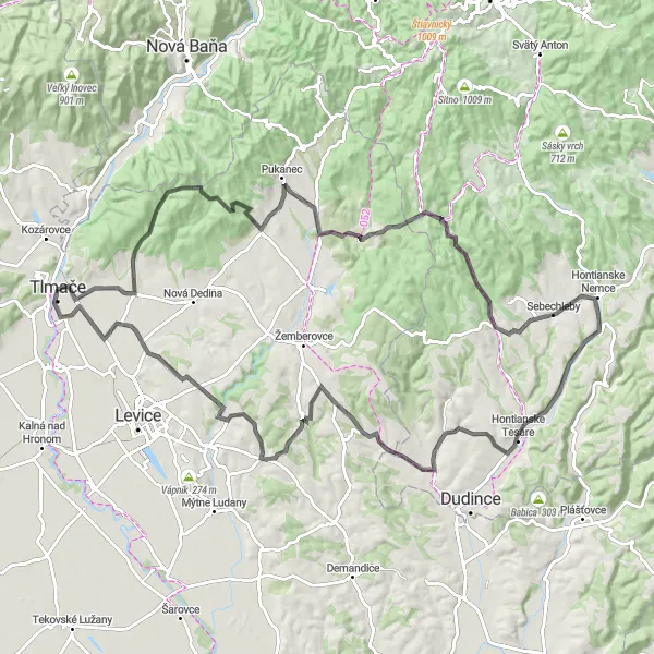 Miniatura mapy "Trasa Kováčová" - trasy rowerowej w Západné Slovensko, Slovakia. Wygenerowane przez planer tras rowerowych Tarmacs.app