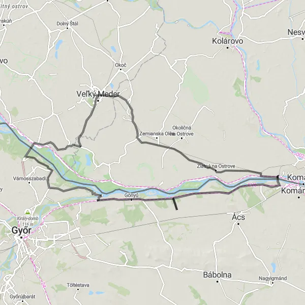 Map miniature of "The Ton Adventure" cycling inspiration in Západné Slovensko, Slovakia. Generated by Tarmacs.app cycling route planner