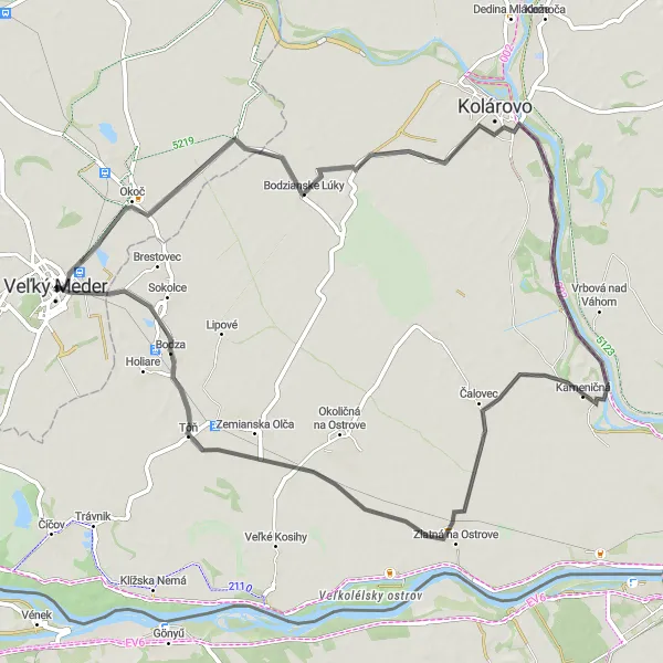 Mapa miniatúra "Road Bodza - Bodzianske Lúky" cyklistická inšpirácia v Západné Slovensko, Slovakia. Vygenerované cyklistickým plánovačom trás Tarmacs.app