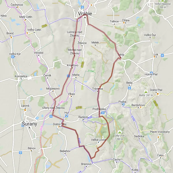 Miniatura mapy "Trasa gravel przez Podhájska" - trasy rowerowej w Západné Slovensko, Slovakia. Wygenerowane przez planer tras rowerowych Tarmacs.app