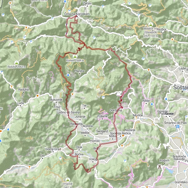 Map miniature of "Gravel Adventure" cycling inspiration in Vzhodna Slovenija, Slovenia. Generated by Tarmacs.app cycling route planner