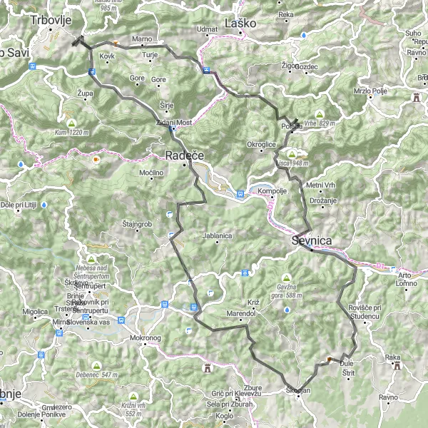 Zemljevid v pomanjšavi "Odkrivanje skritih kotičkov Slovenije" kolesarske inspiracije v Vzhodna Slovenija, Slovenia. Generirano z načrtovalcem kolesarskih poti Tarmacs.app