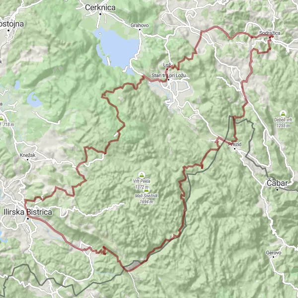 Map miniature of "Ultimate Gravel Adventure with Spectacular Highlights" cycling inspiration in Vzhodna Slovenija, Slovenia. Generated by Tarmacs.app cycling route planner