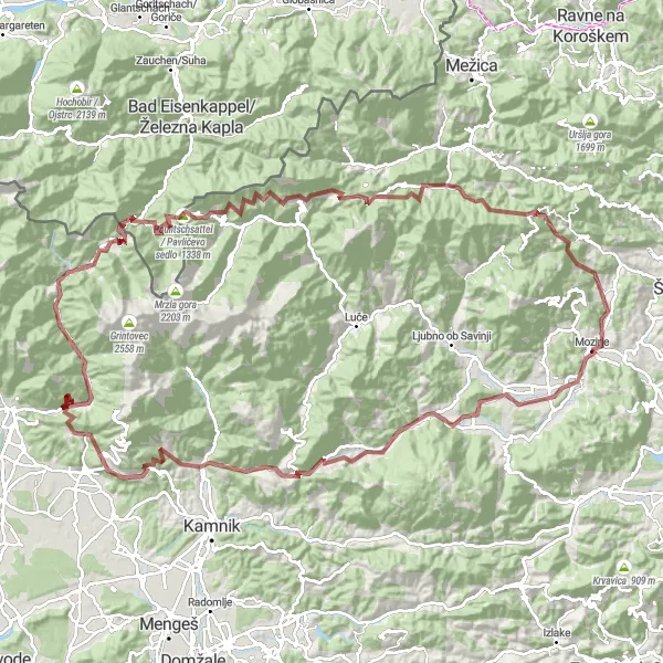 Map miniature of "The Gravel Adventure" cycling inspiration in Vzhodna Slovenija, Slovenia. Generated by Tarmacs.app cycling route planner