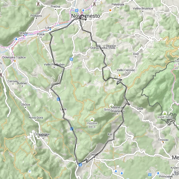 Miniaturní mapa "Road Route to Veliki Podljuben" inspirace pro cyklisty v oblasti Vzhodna Slovenija, Slovenia. Vytvořeno pomocí plánovače tras Tarmacs.app