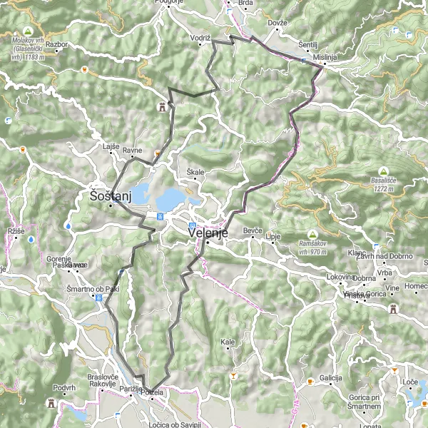 Miniatura mapy "Przez Uroczyste Miasta" - trasy rowerowej w Vzhodna Slovenija, Slovenia. Wygenerowane przez planer tras rowerowych Tarmacs.app
