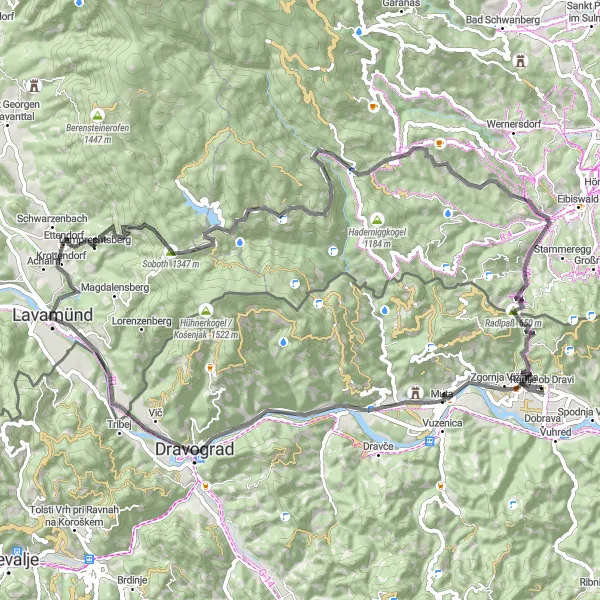 Map miniature of "Skala Adventure" cycling inspiration in Vzhodna Slovenija, Slovenia. Generated by Tarmacs.app cycling route planner