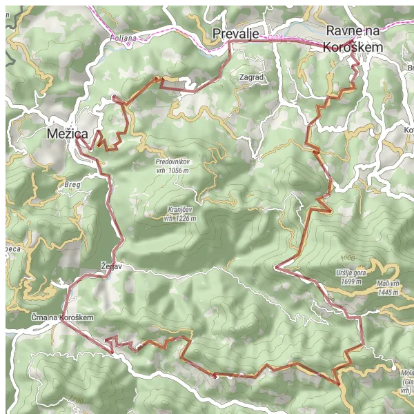 Zemljevid v pomanjšavi "Gravel Razišče Trail" kolesarske inspiracije v Vzhodna Slovenija, Slovenia. Generirano z načrtovalcem kolesarskih poti Tarmacs.app