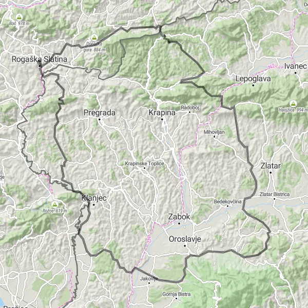 Map miniature of "Rogaška Slatina and Surrounding Hills" cycling inspiration in Vzhodna Slovenija, Slovenia. Generated by Tarmacs.app cycling route planner