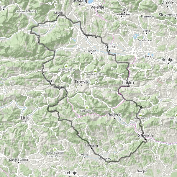 Zemljevid v pomanjšavi "Umetniška kolesarska dogodivščina po Vzhodni Sloveniji" kolesarske inspiracije v Vzhodna Slovenija, Slovenia. Generirano z načrtovalcem kolesarskih poti Tarmacs.app