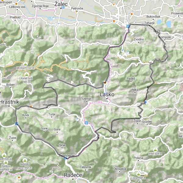 Map miniature of "The Svetina Challenge" cycling inspiration in Vzhodna Slovenija, Slovenia. Generated by Tarmacs.app cycling route planner