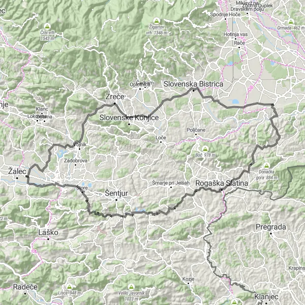 Zemljevid v pomanjšavi "Raznolika pot med naravo in kulturo" kolesarske inspiracije v Vzhodna Slovenija, Slovenia. Generirano z načrtovalcem kolesarskih poti Tarmacs.app