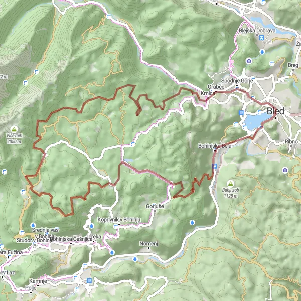 Map miniature of "Gravel Adventure" cycling inspiration in Zahodna Slovenija, Slovenia. Generated by Tarmacs.app cycling route planner