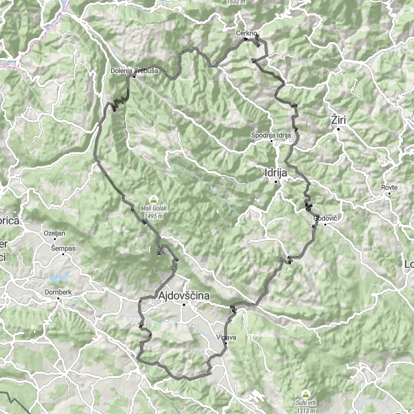 Map miniature of "The Ultimate Road Challenge" cycling inspiration in Zahodna Slovenija, Slovenia. Generated by Tarmacs.app cycling route planner