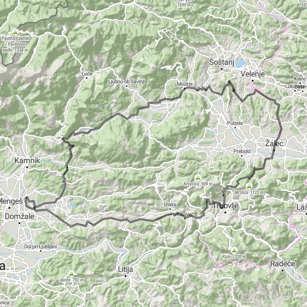 Miniatura mapy "Scenic Road Cycling Tour to Mozirje" - trasy rowerowej w Zahodna Slovenija, Slovenia. Wygenerowane przez planer tras rowerowych Tarmacs.app