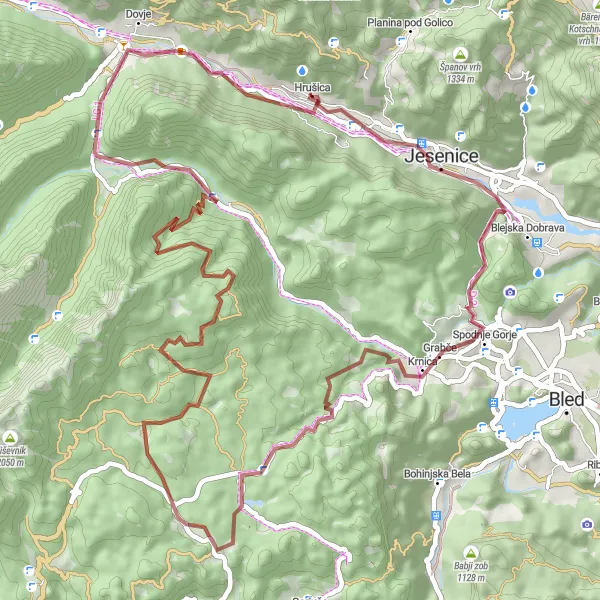 Map miniature of "Hrušica Gravel Adventure" cycling inspiration in Zahodna Slovenija, Slovenia. Generated by Tarmacs.app cycling route planner
