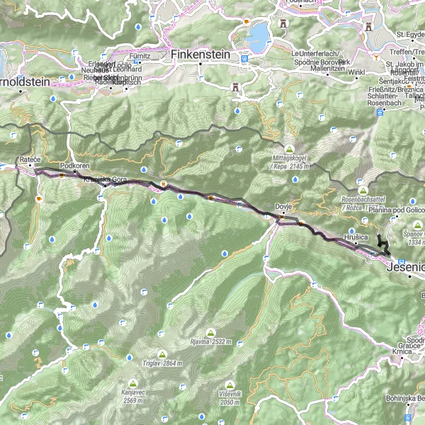 Karten-Miniaturansicht der Radinspiration "Alpenrundfahrt von Hrušica" in Zahodna Slovenija, Slovenia. Erstellt vom Tarmacs.app-Routenplaner für Radtouren