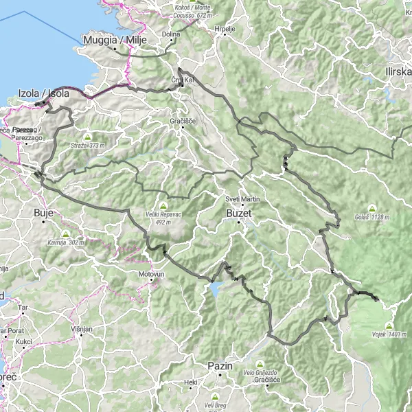 Map miniature of "The Ultimate Hill Climber's Challenge" cycling inspiration in Zahodna Slovenija, Slovenia. Generated by Tarmacs.app cycling route planner
