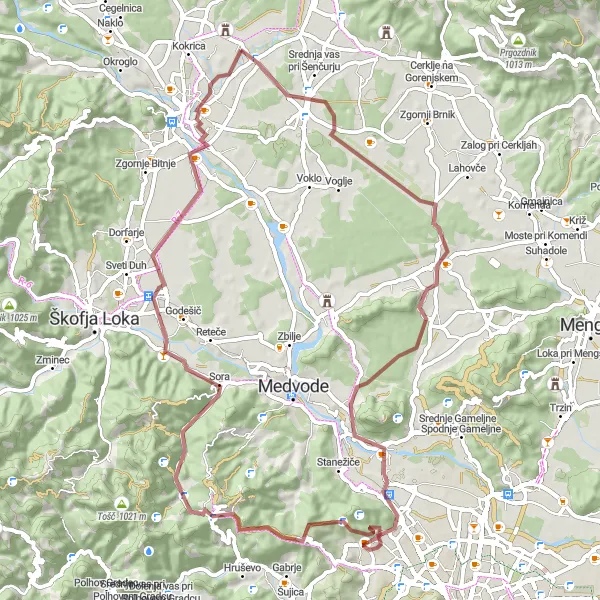 Map miniature of "Gravel Adventure" cycling inspiration in Zahodna Slovenija, Slovenia. Generated by Tarmacs.app cycling route planner