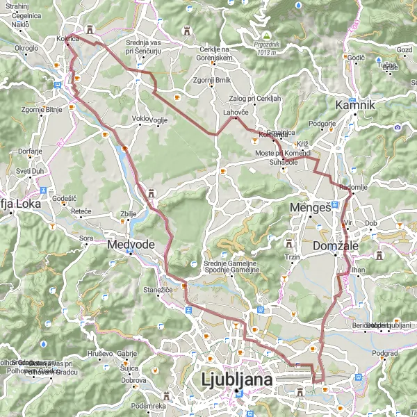 Map miniature of "Gravel Escape" cycling inspiration in Zahodna Slovenija, Slovenia. Generated by Tarmacs.app cycling route planner